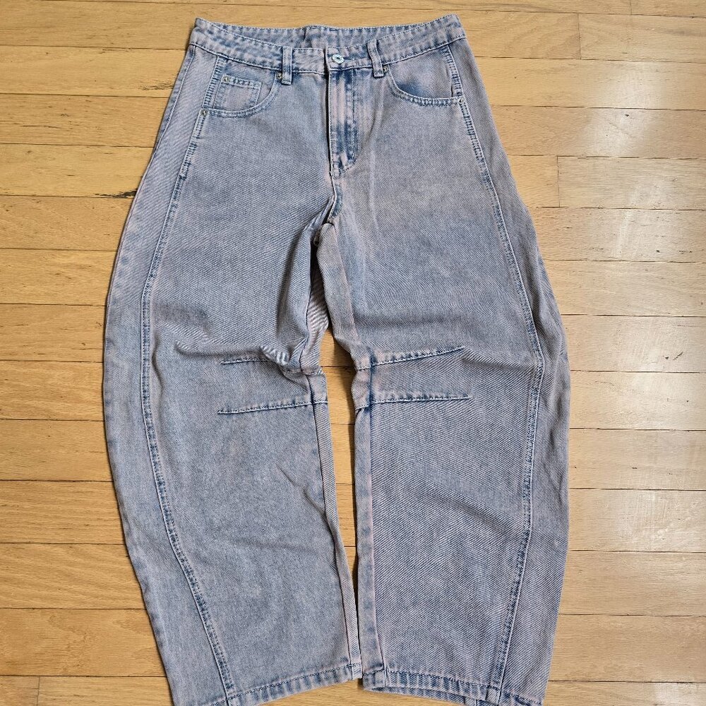 vintage Y2K pink acid wash denim high rise balloon pants | WMS S